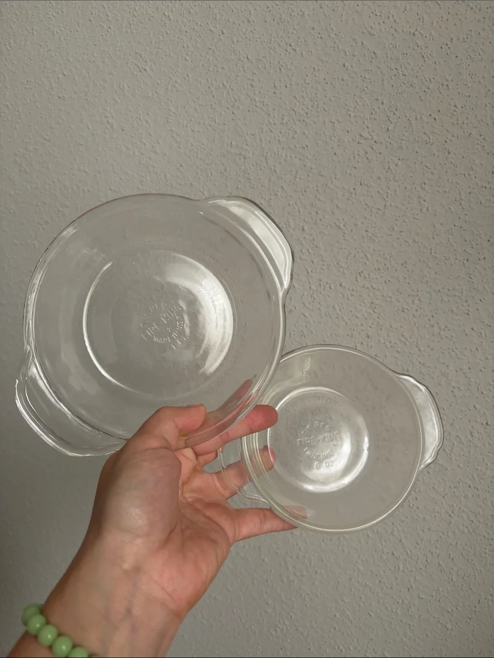 Fire King Clear Glass Bowls with Handles — 1 cup and 8 oz Dishes